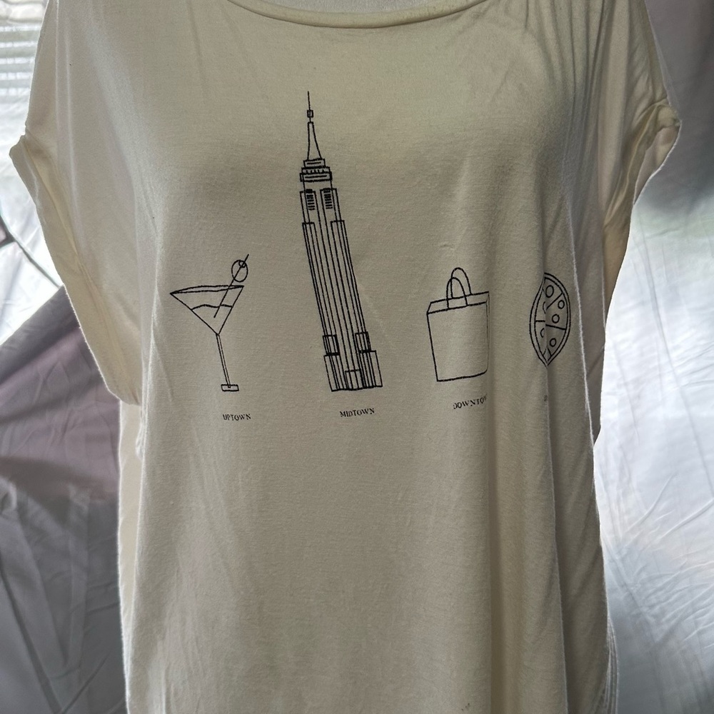 American Eagle Outfitters Cream Relaxed Short Sleeve Tee, Sz L